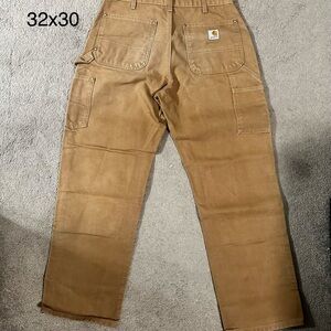 Carhartt Men's Tan Cargo Pants, Double Knee Heavy Duty